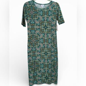 LuLaRoe Short Sleeve Dress “Julia” Vibrant Eclectic Print New